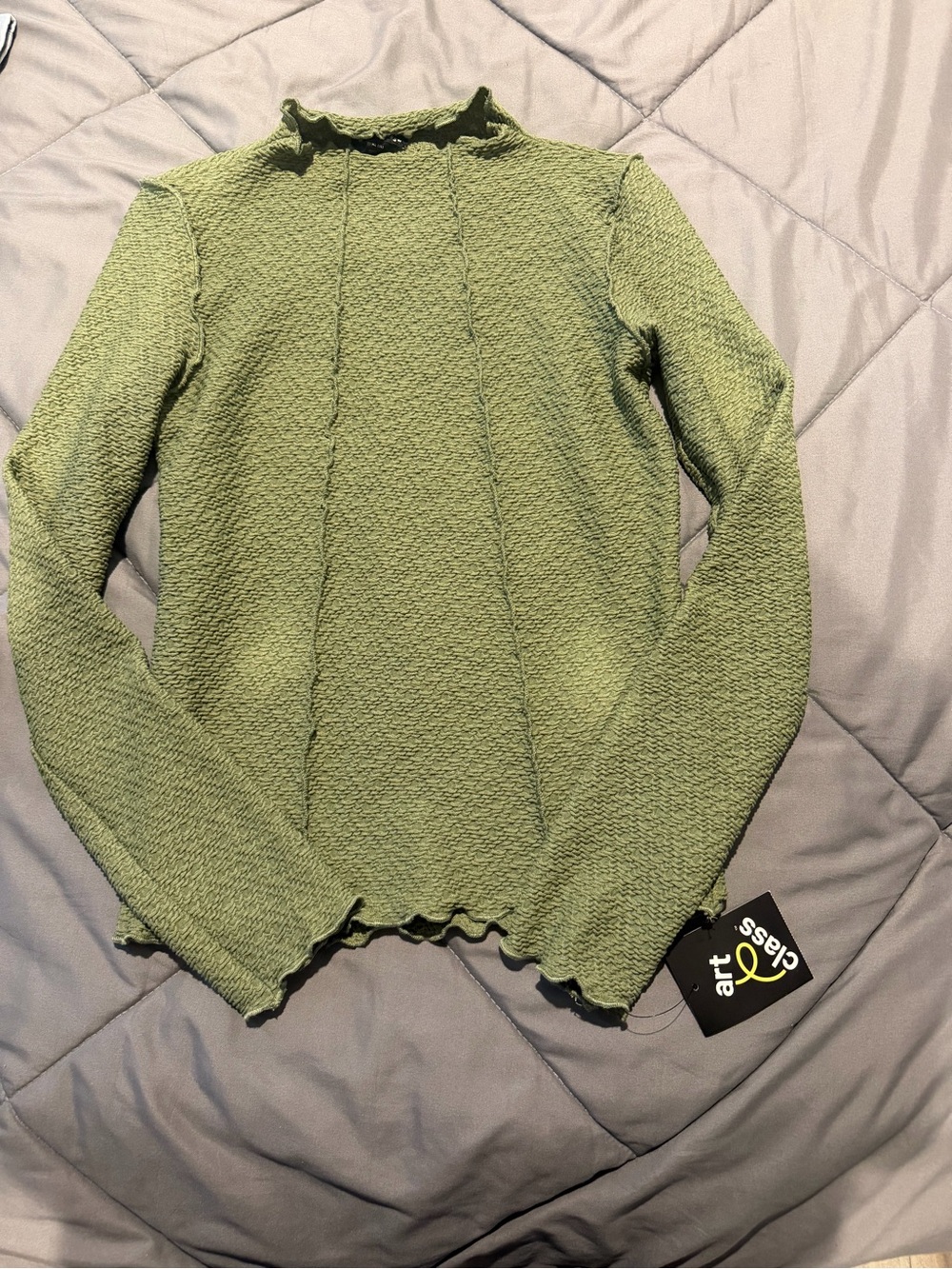 art class Olive Green Textured Mock Neck Sweater